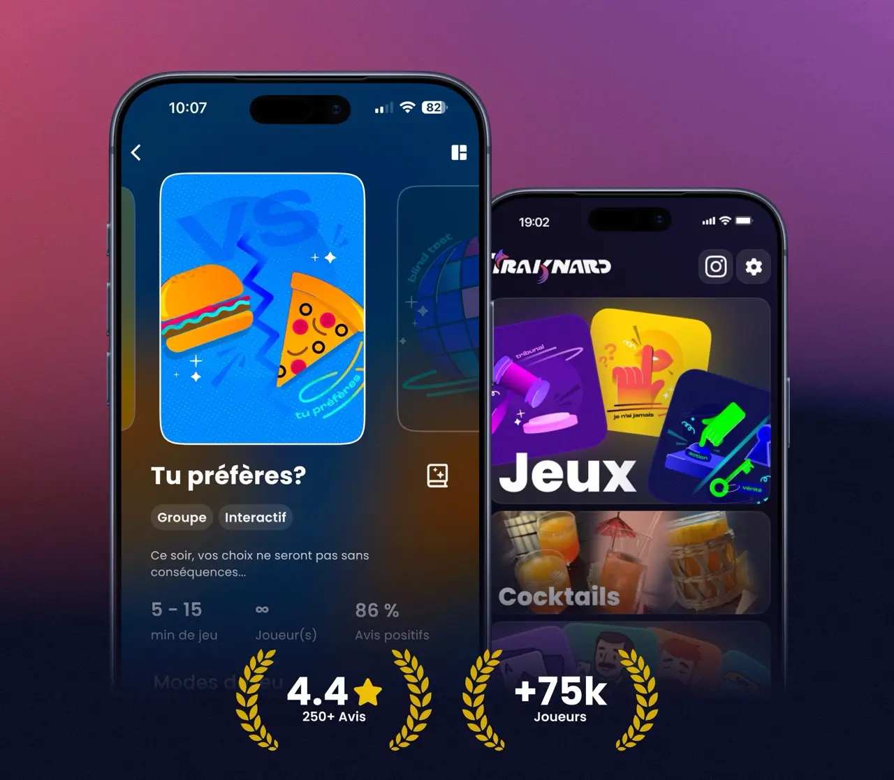 L'application Traknard sur iPhone : la sélection des jeux de soirée